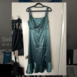 Birdy Grey Eugenia Satin Seaglass Convertible Midi Dress